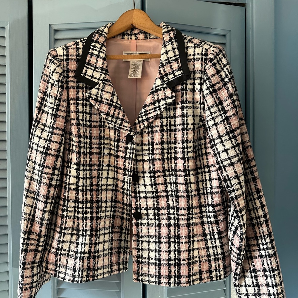 Jessica Howard Women's Plaid Blazer - Pink and Black